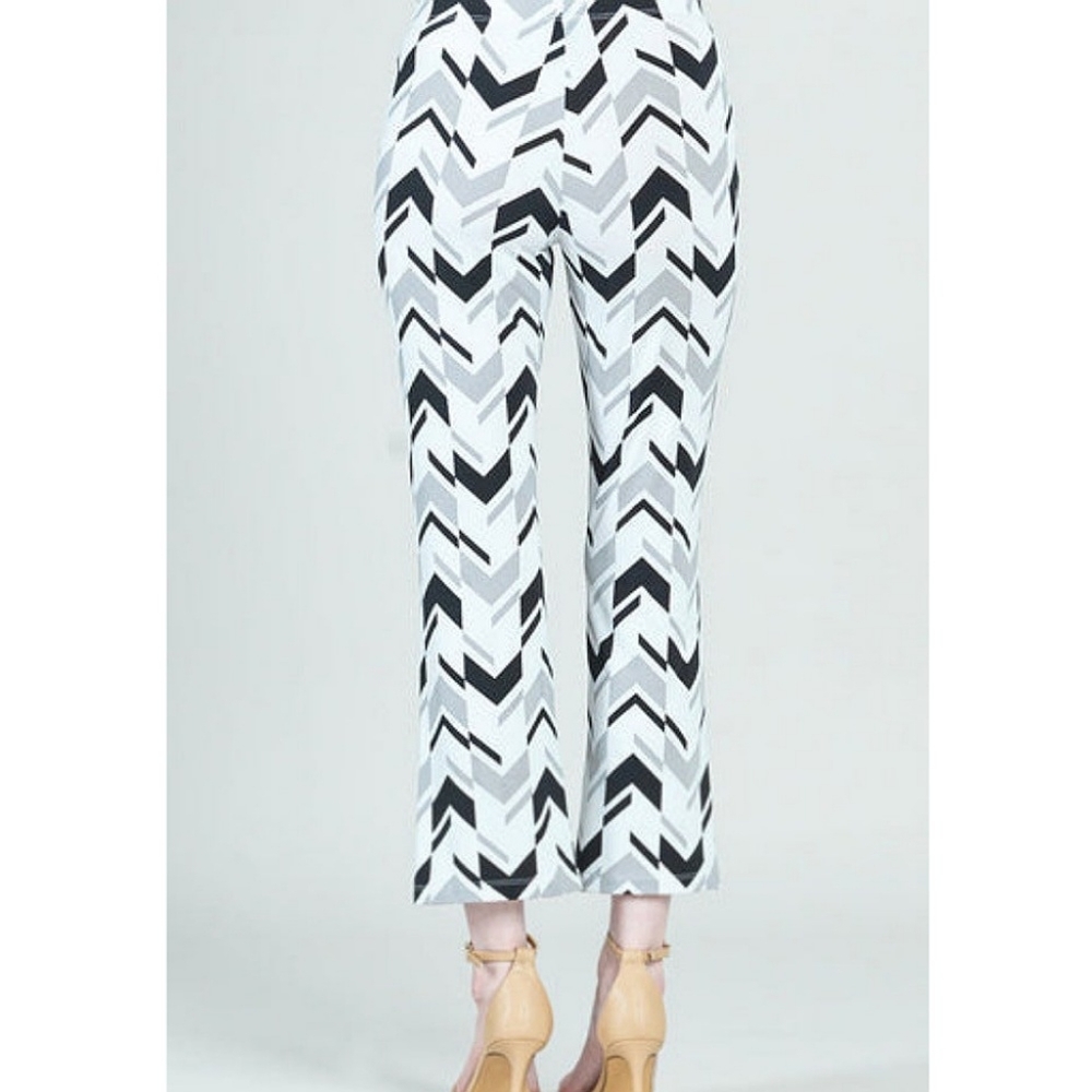 Center Seam Front Slit Ankle Pant - Chevron Stripe